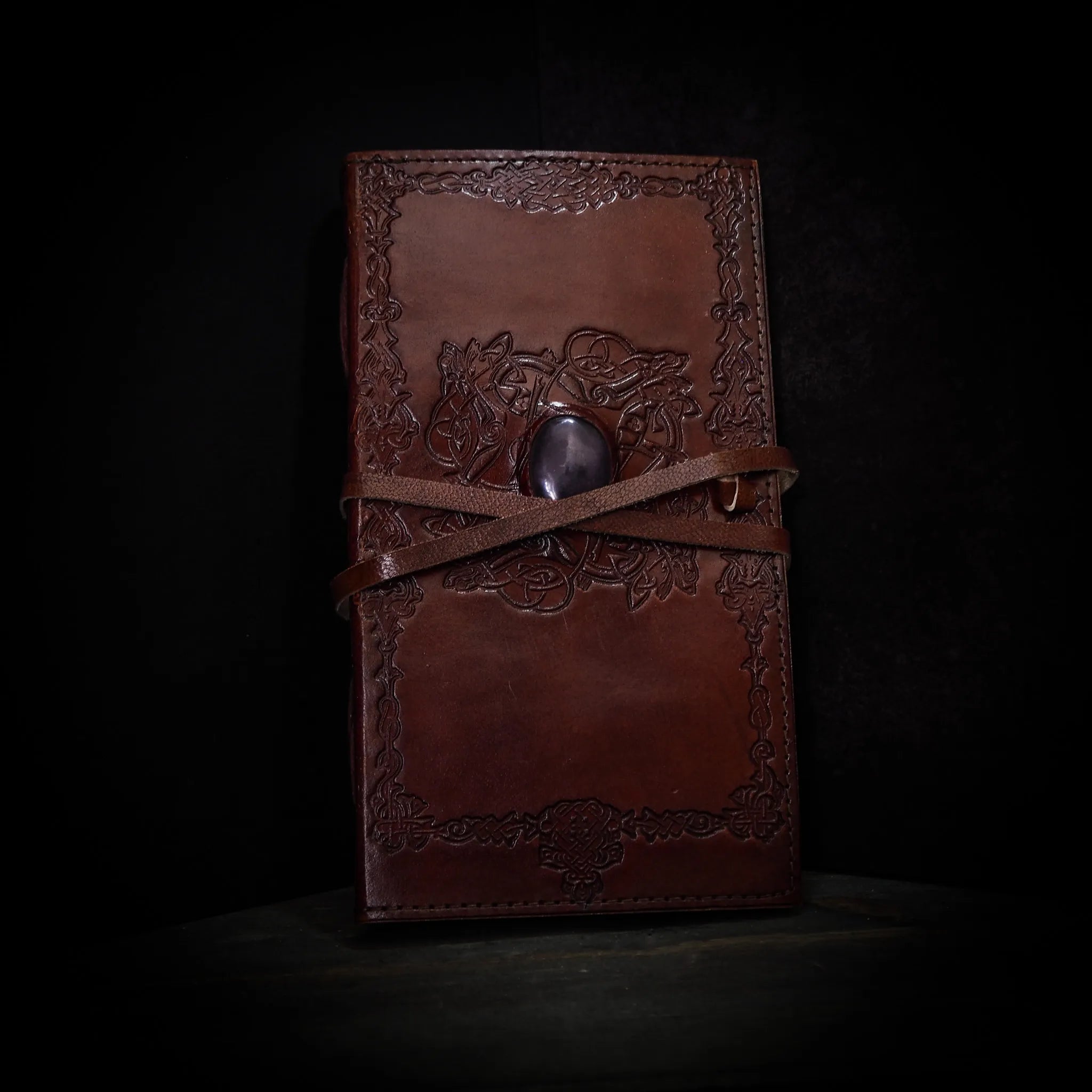 Leather book with stone, large