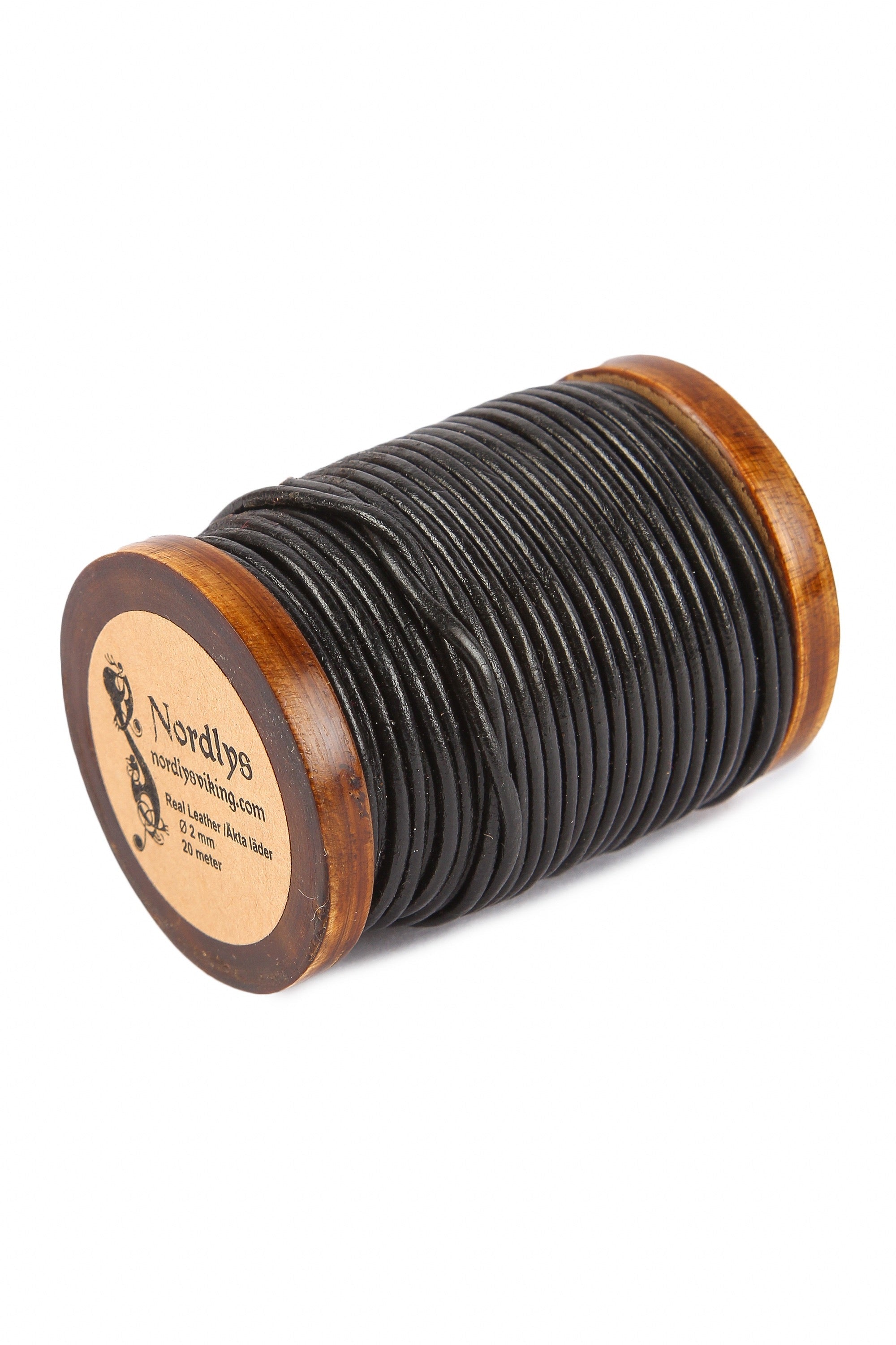 Läderband svart 20 m , 2 mm