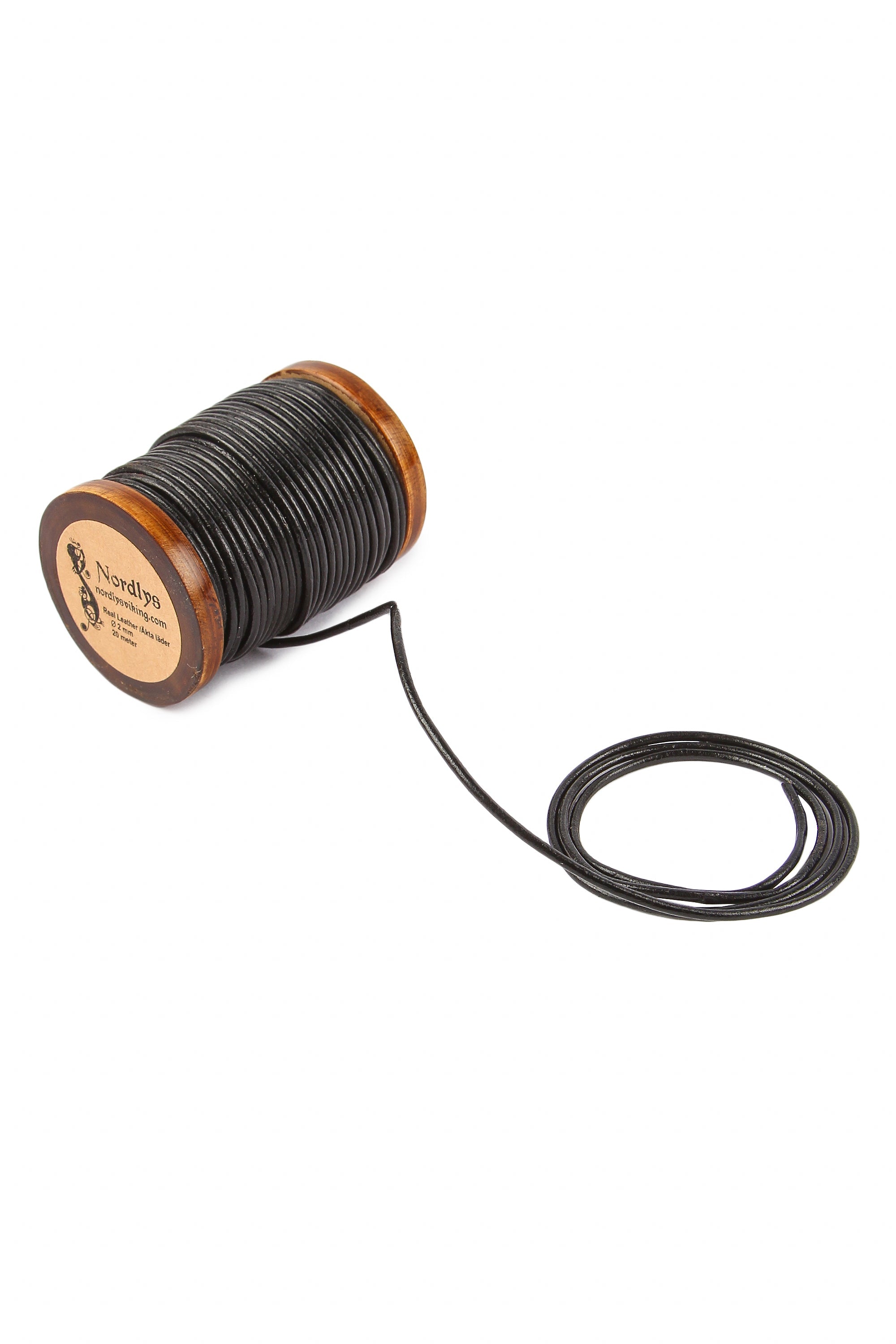 Läderband svart 20 m , 2 mm
