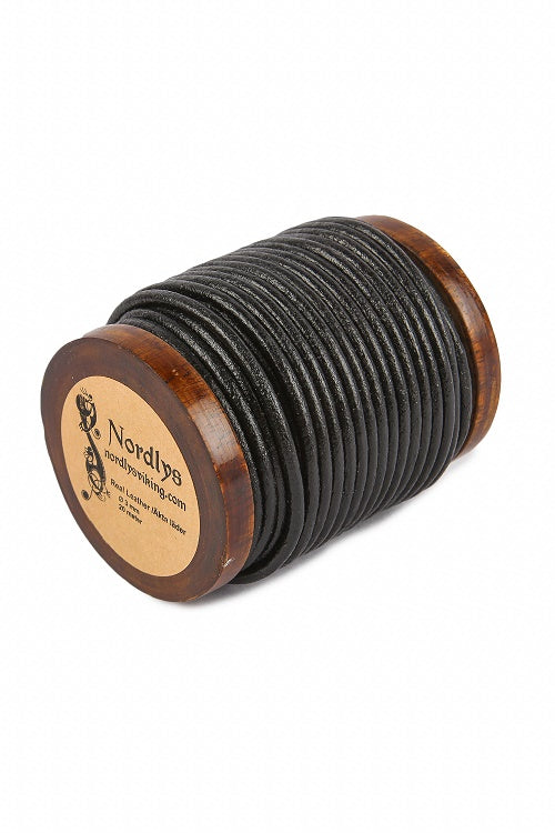 Läderband svart, 20 meter, 3 mm