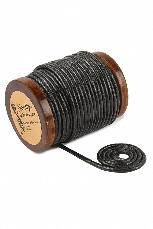 Leather strap black, 20 meters, 3 mm