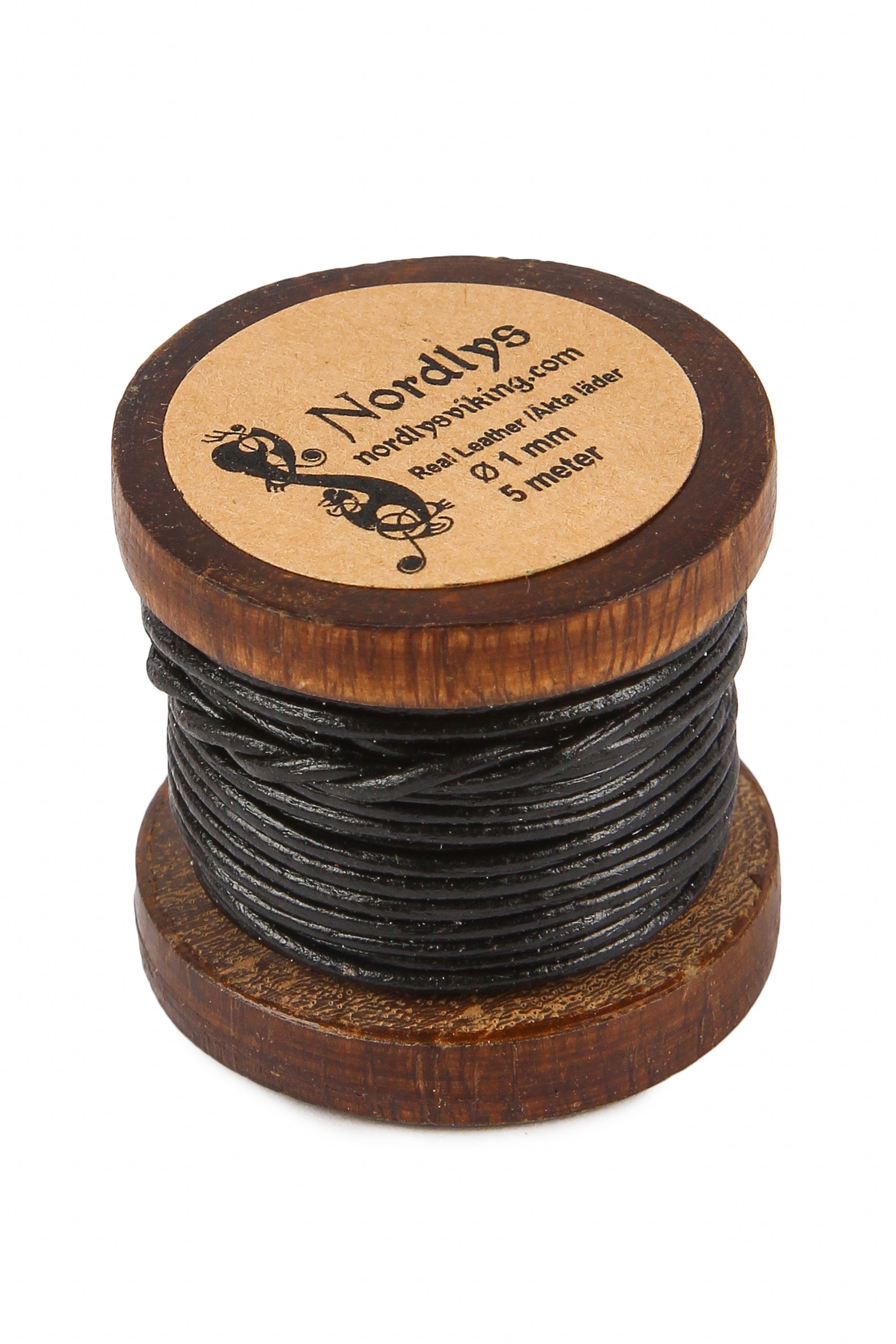 Läderband svart, 5 meter, 1 mm