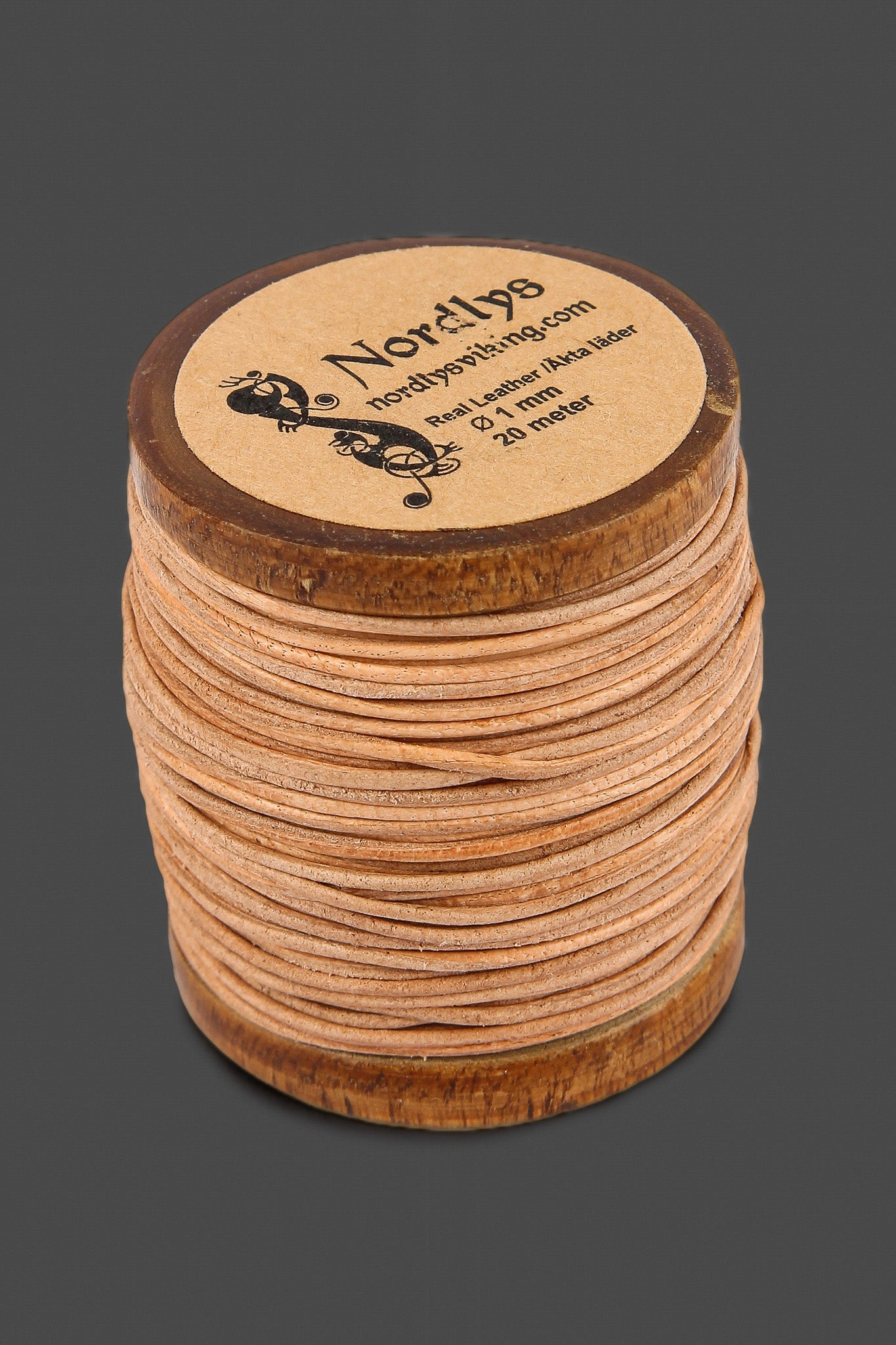 Läderband natur, 20 m,1 mm