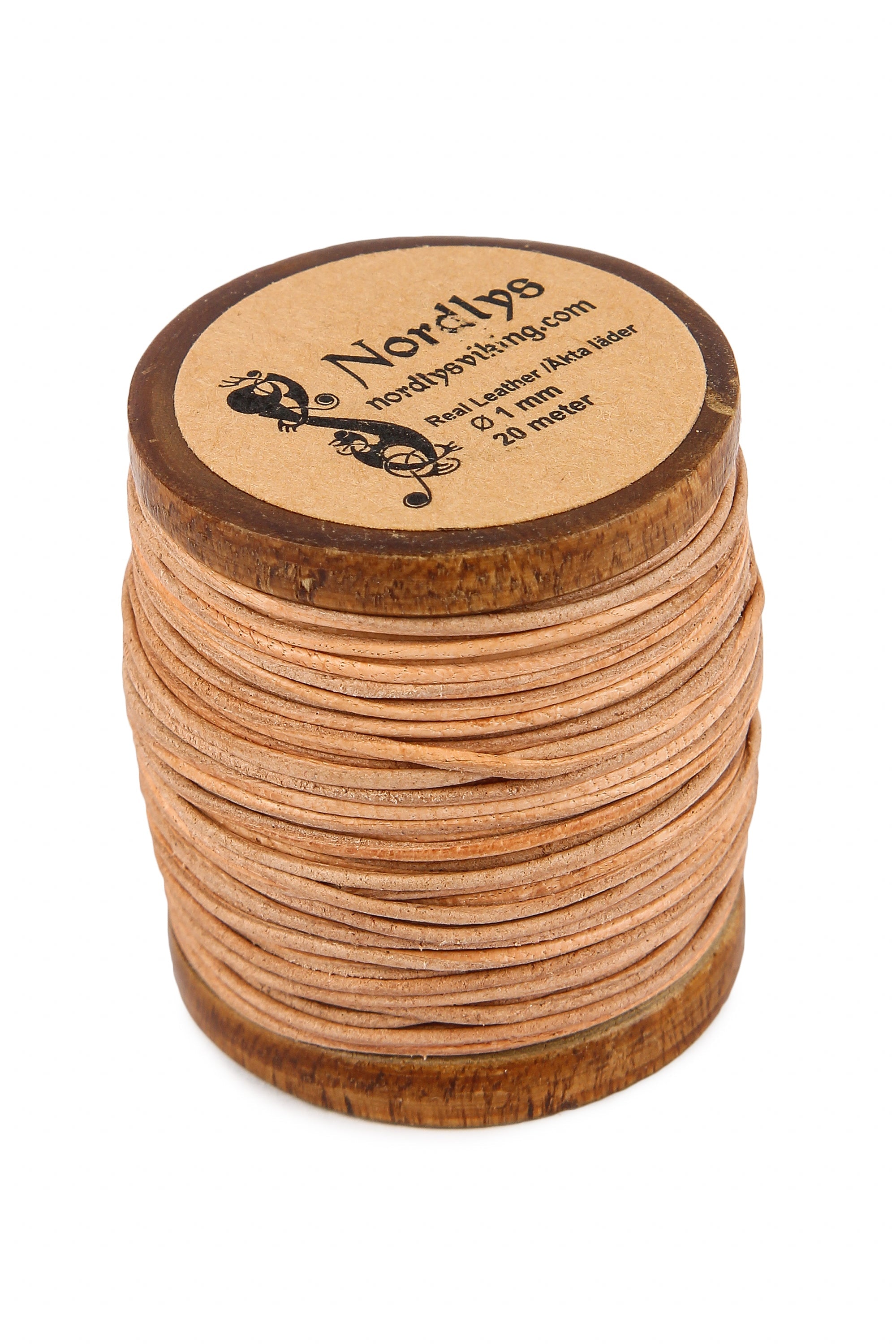 Läderband natur, 20 m,1 mm
