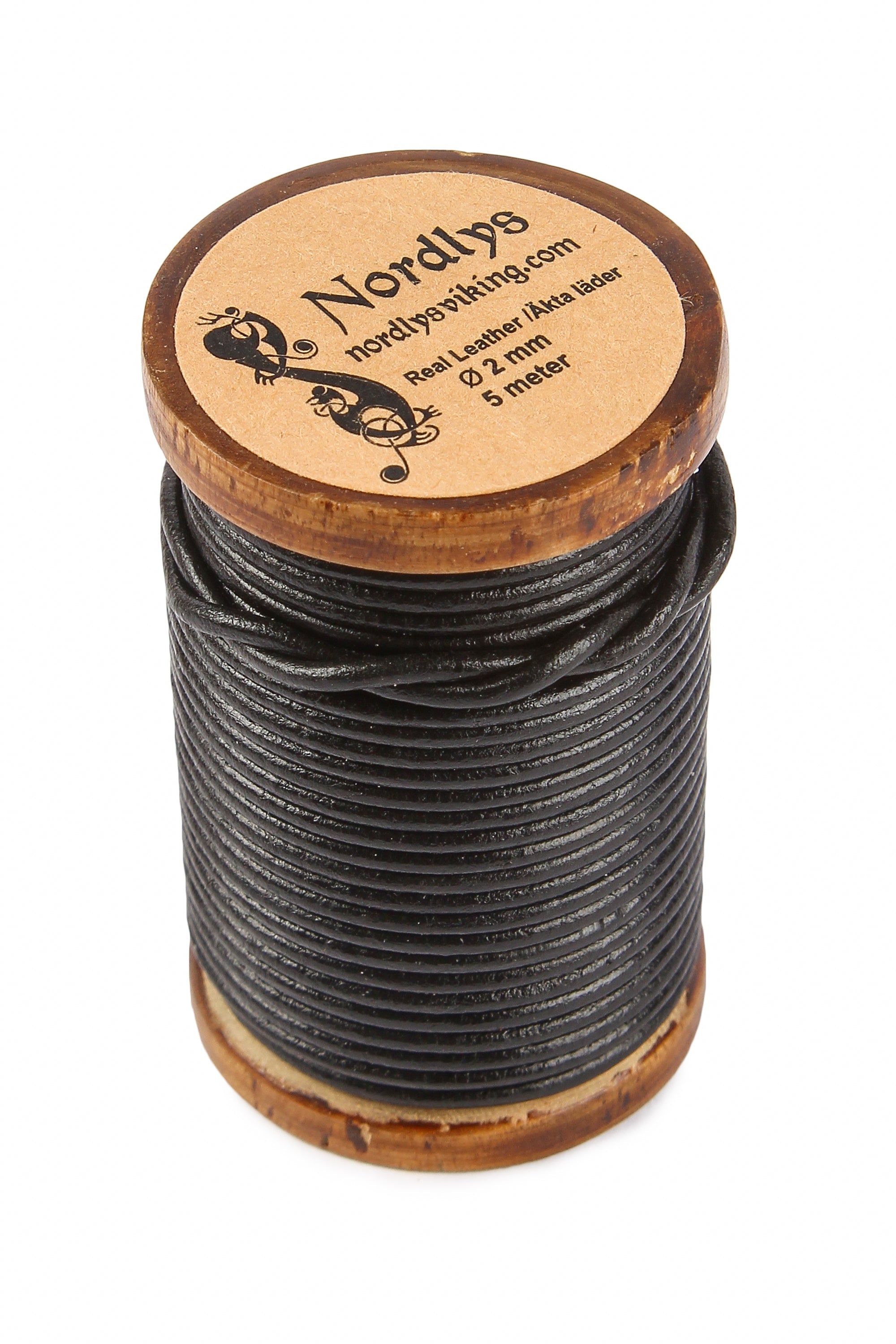 Läderband svart 5 meter, 2 mm