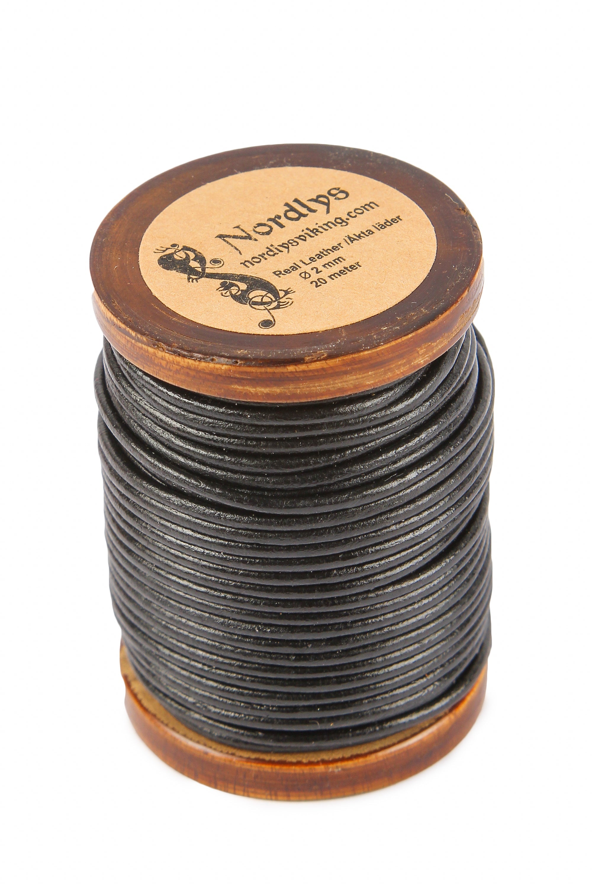 Läderband svart 20 m , 2 mm