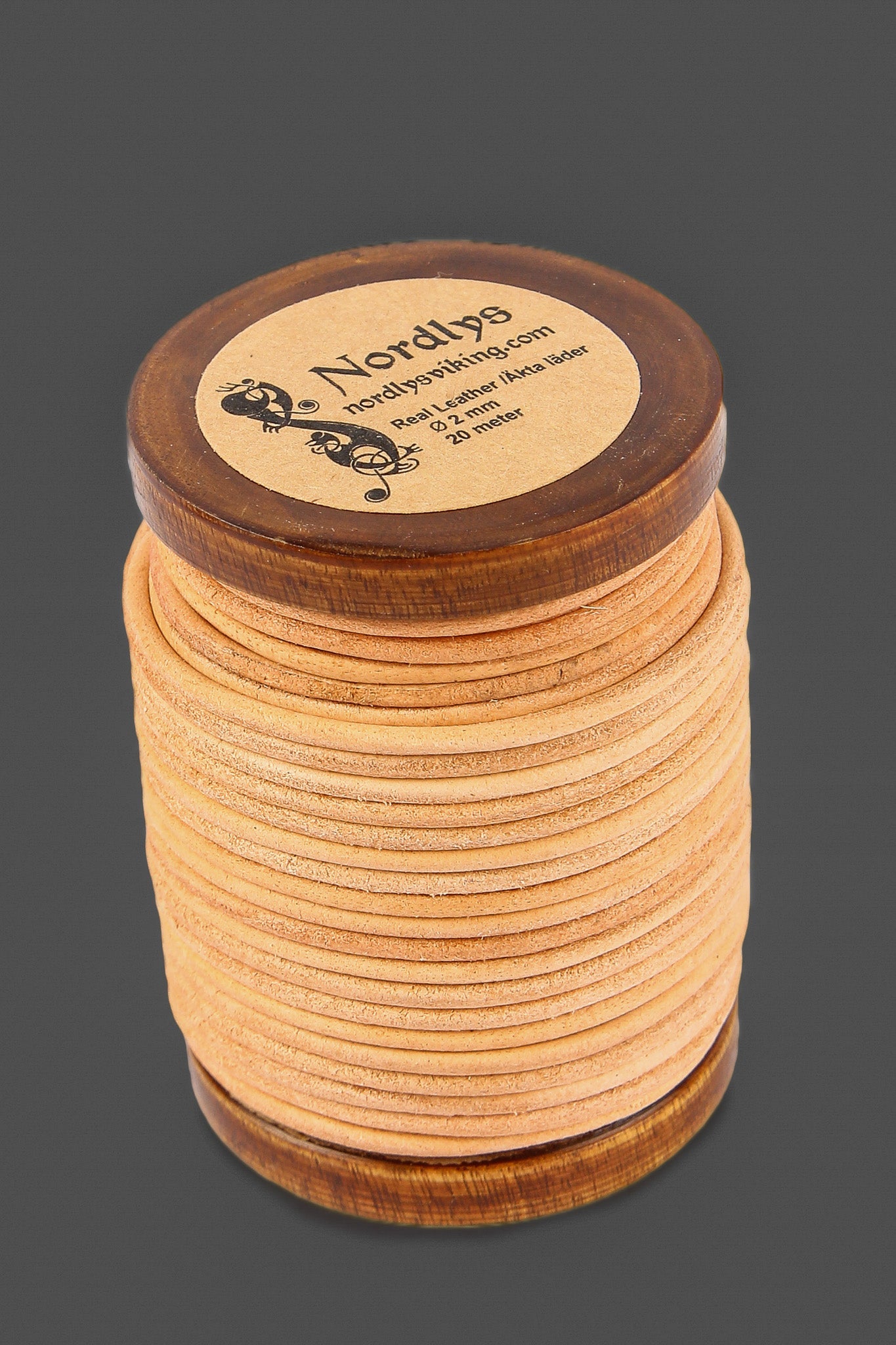 Läderband natur 20 meter, 2 mm
