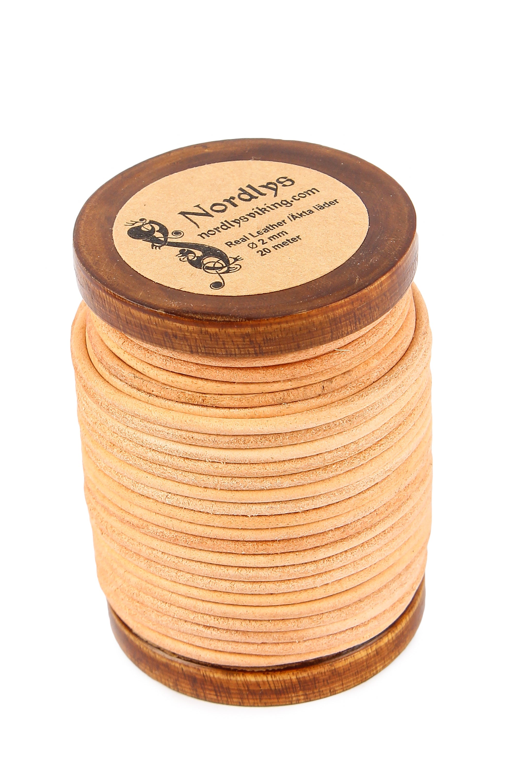 Läderband natur 20 meter, 2 mm