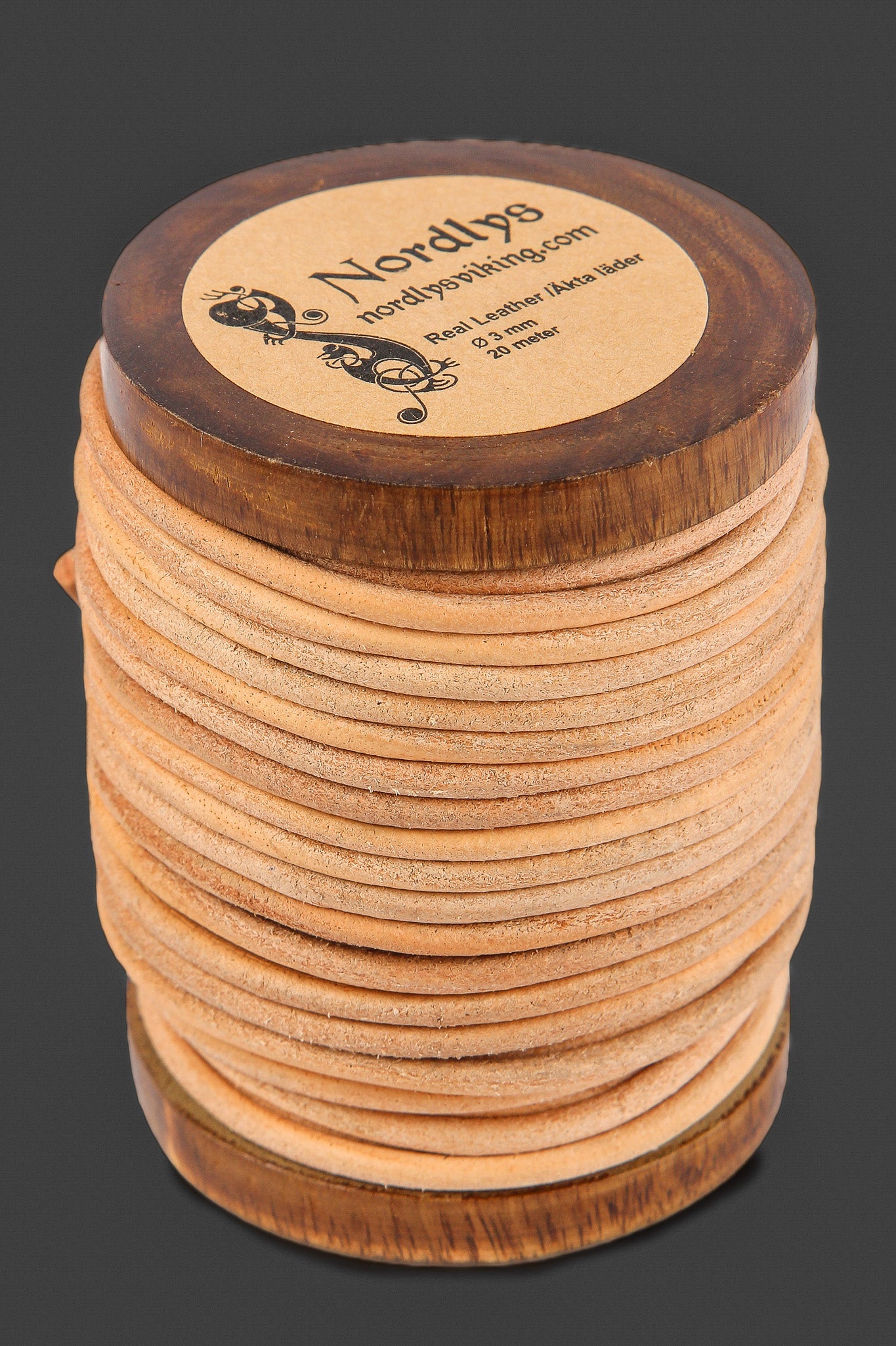 Läderband natur, 5 meter, 3 mm