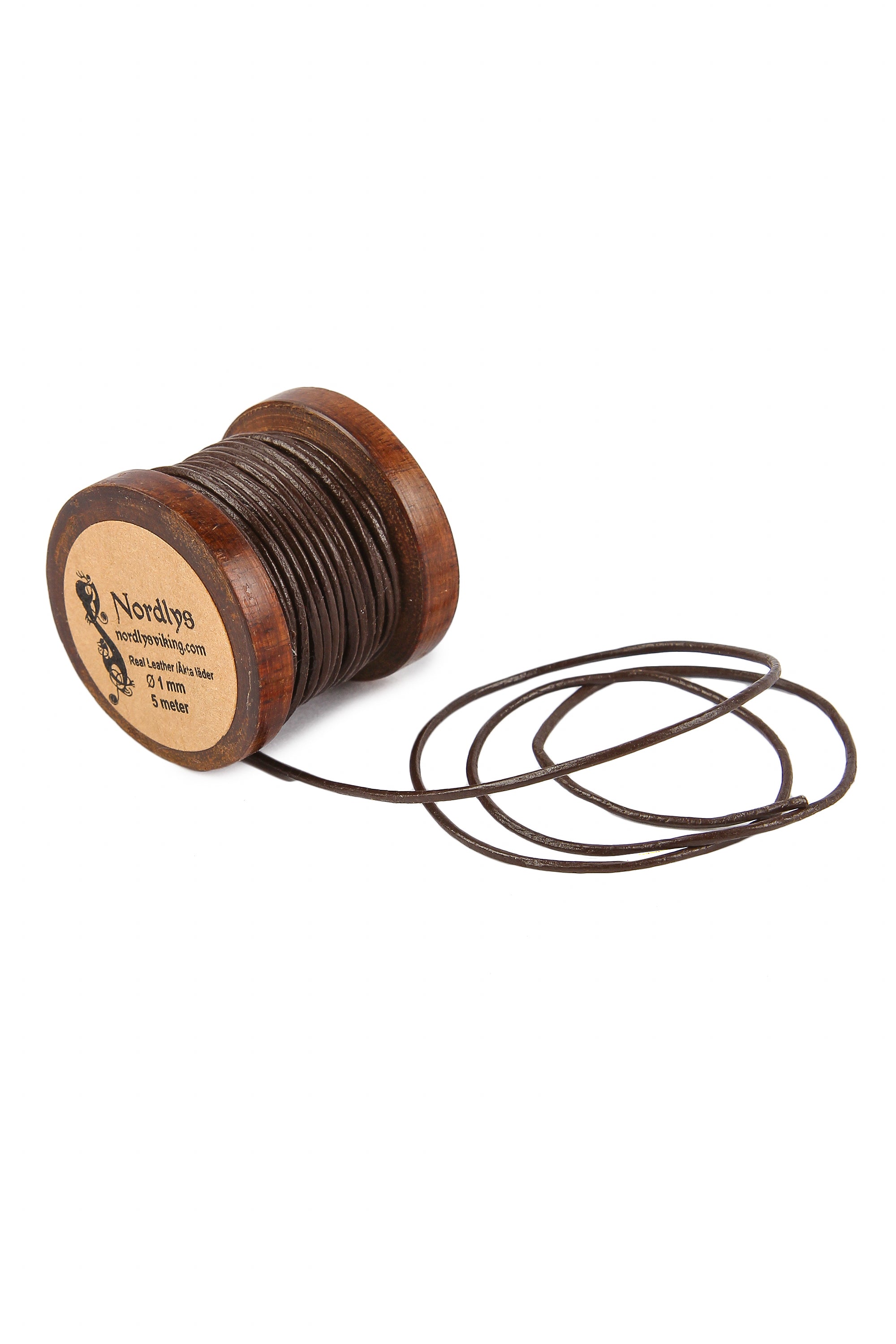 Brown leather cord, 5 meters, 1 mm