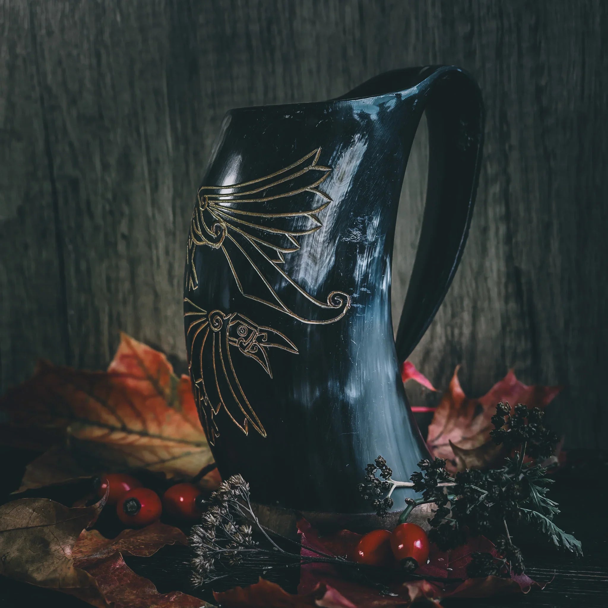 Oil mug Hugin and Munin