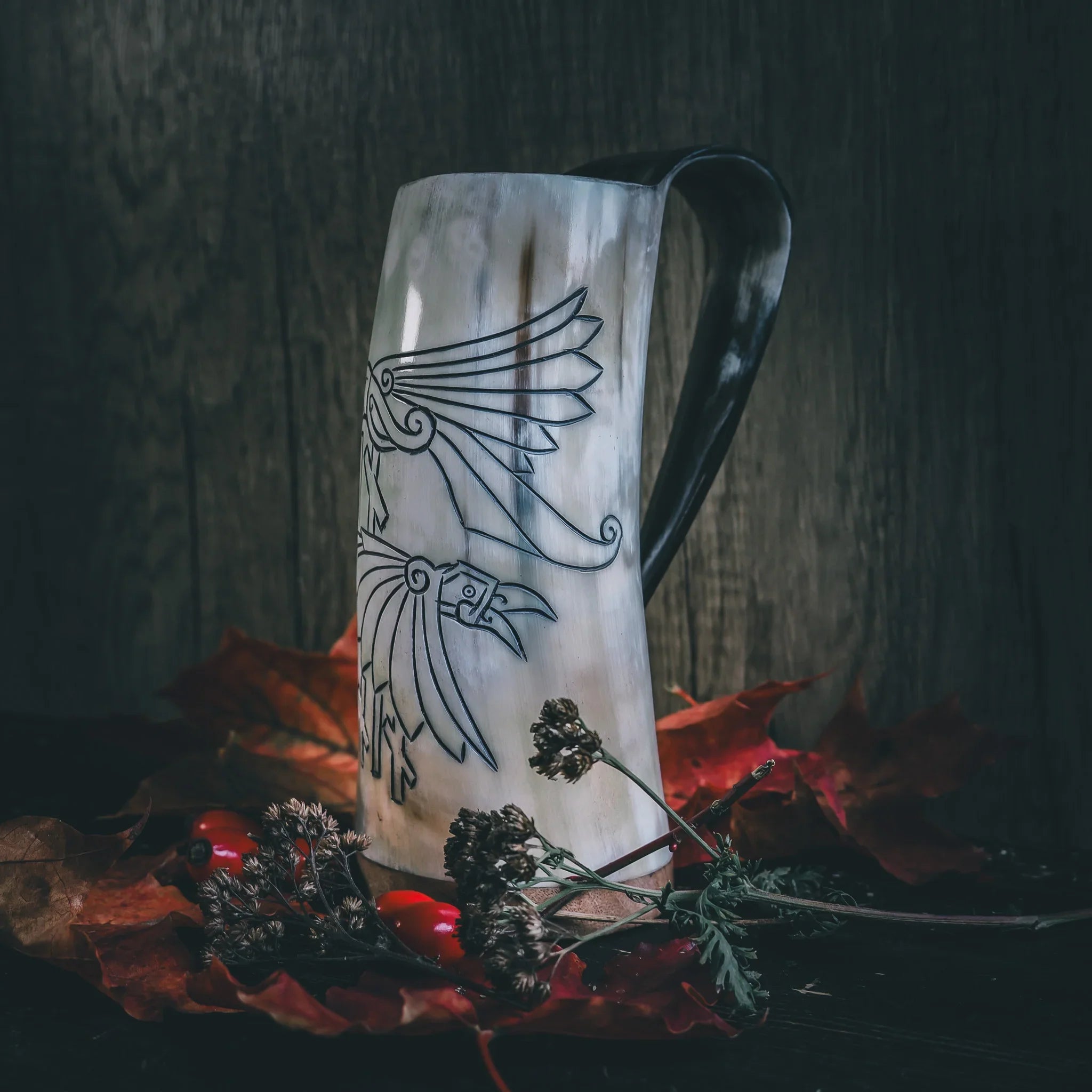 Oil mug Hugin and Munin