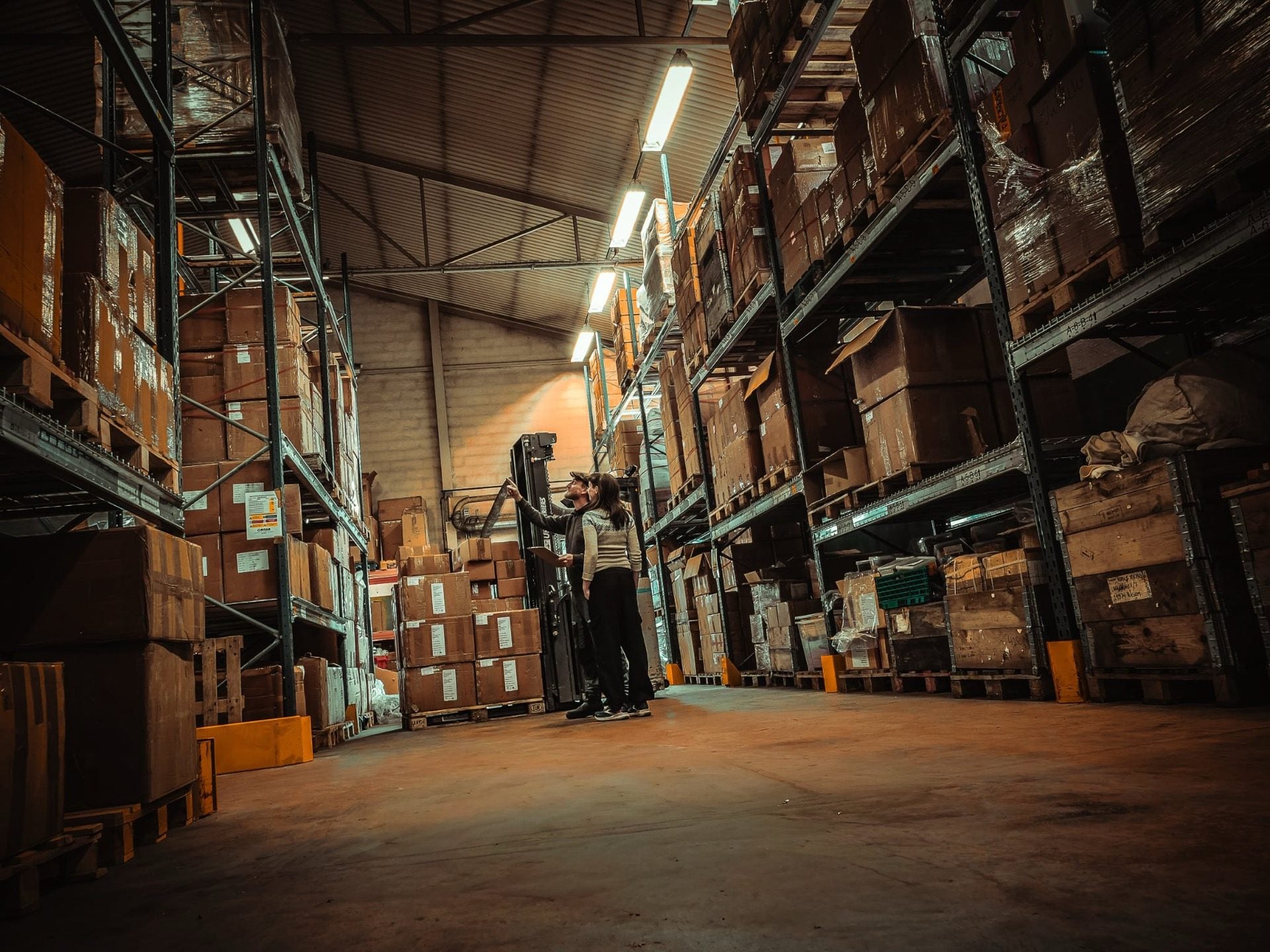 Nordlys Viking warehouse - high shelving with forklift operation
