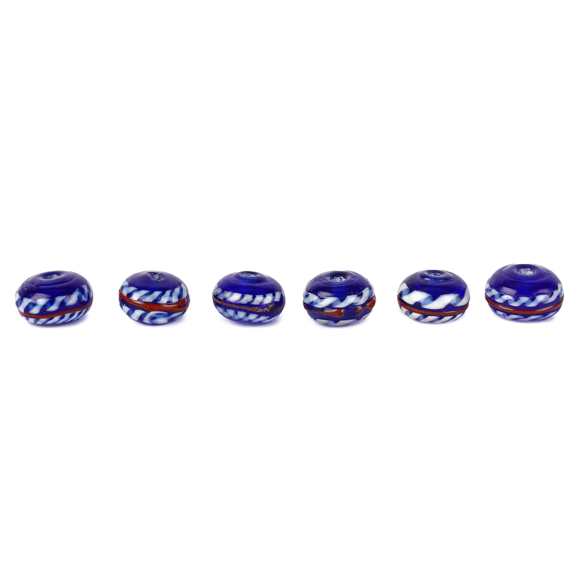 Blue glass bead with twisted decoration