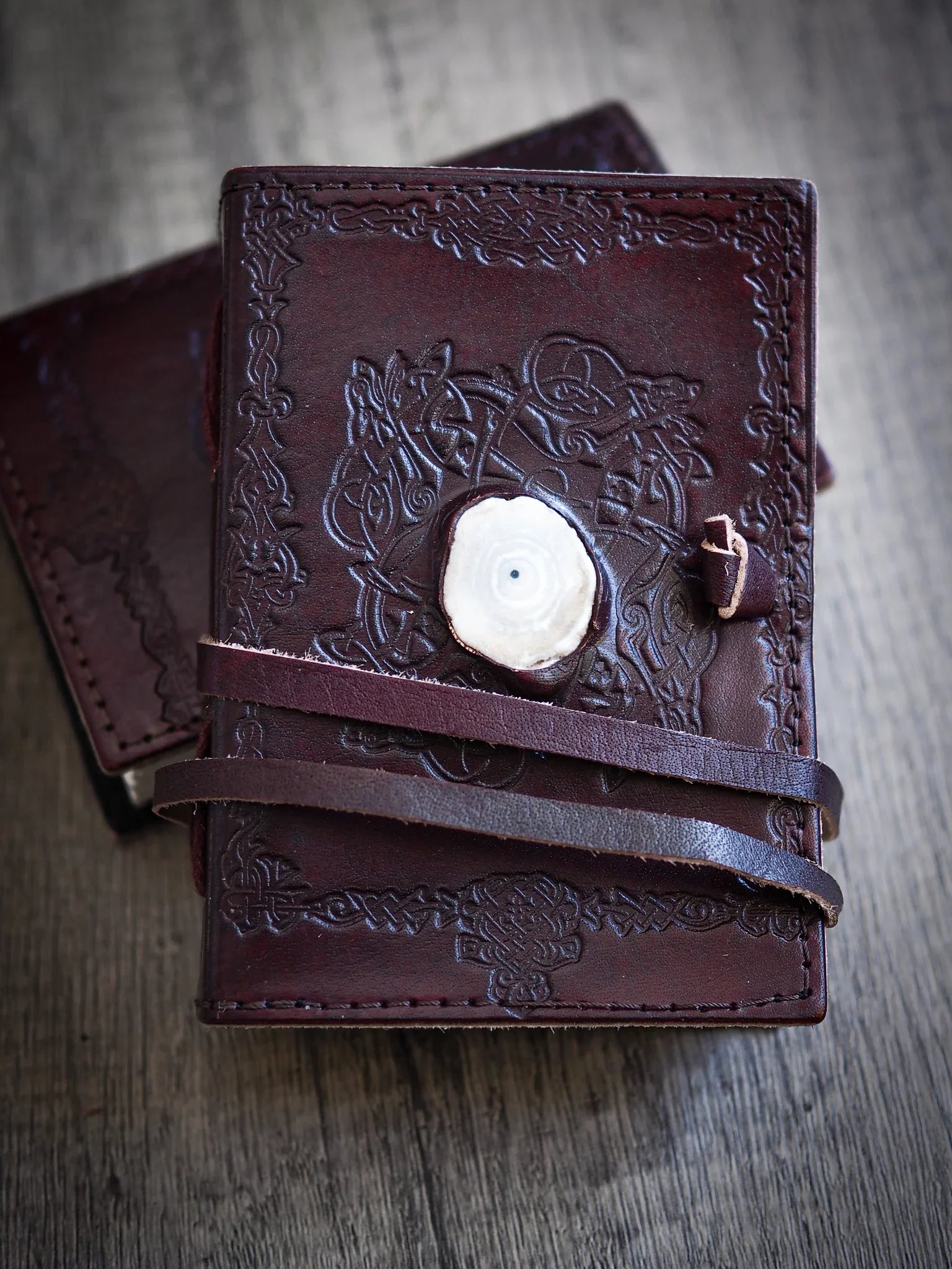 Leather book with stone, small