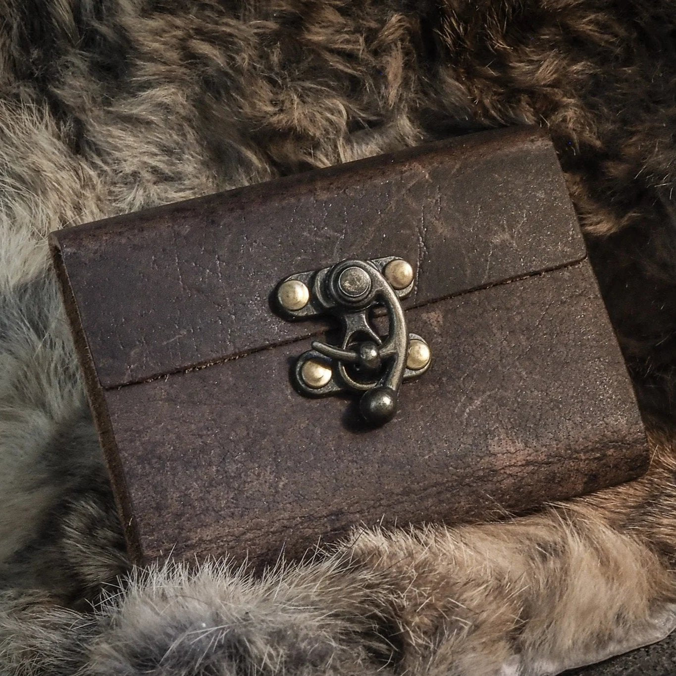 Small leather book with lock