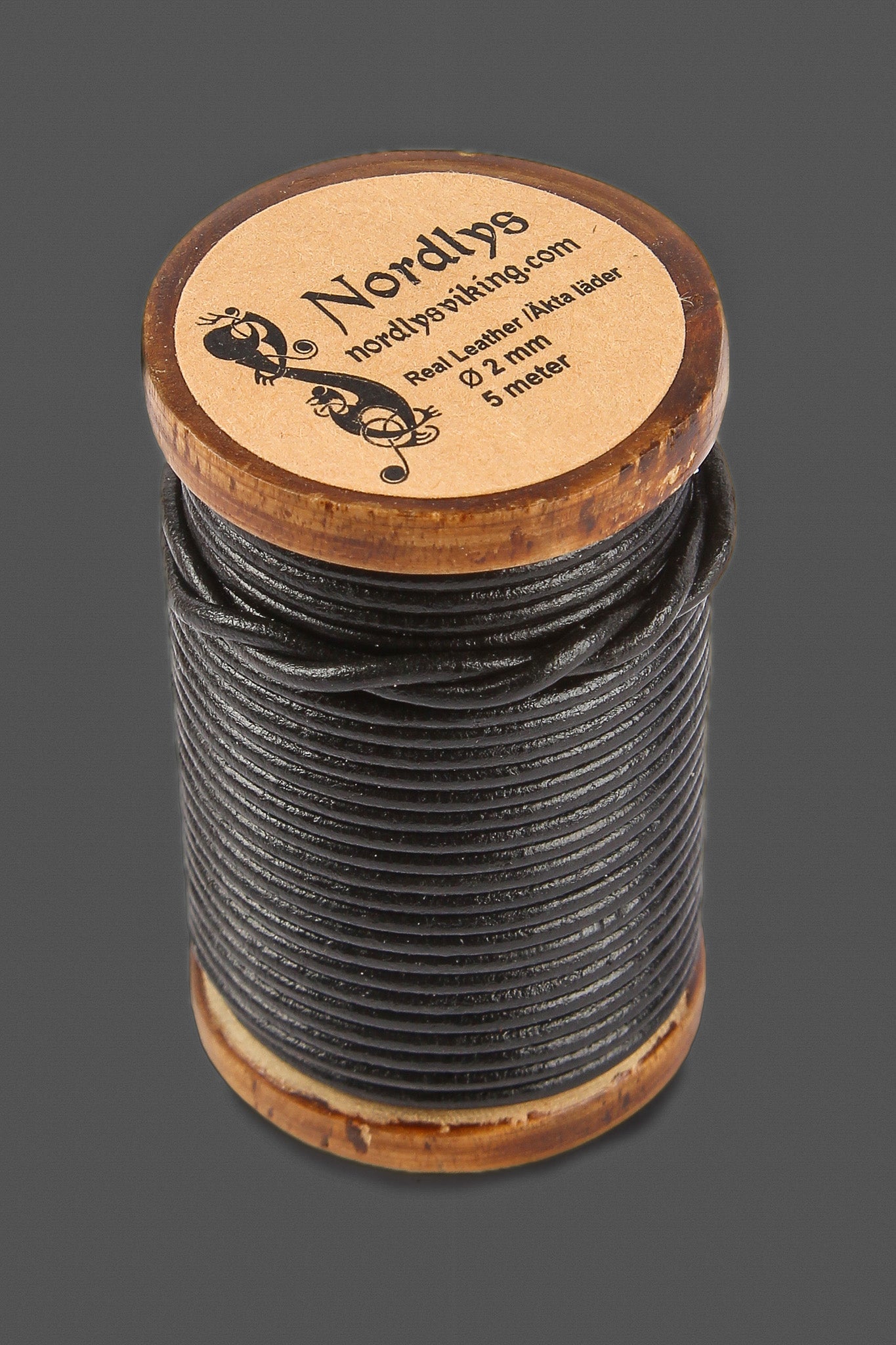 Leather strap black 5 meters, 2 mm