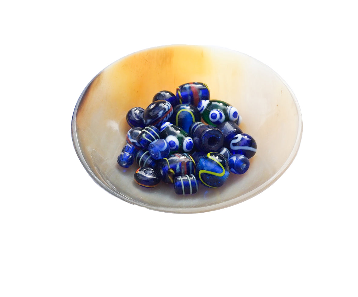 Mix of blue historical glass beads