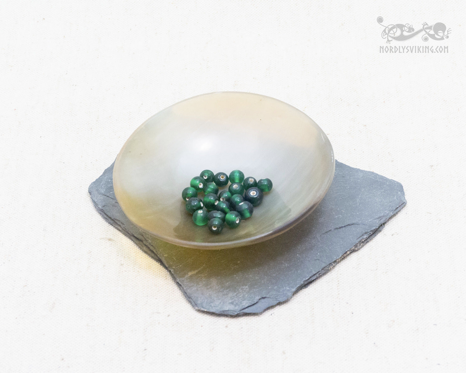 Small Green glass beads, 100 grams